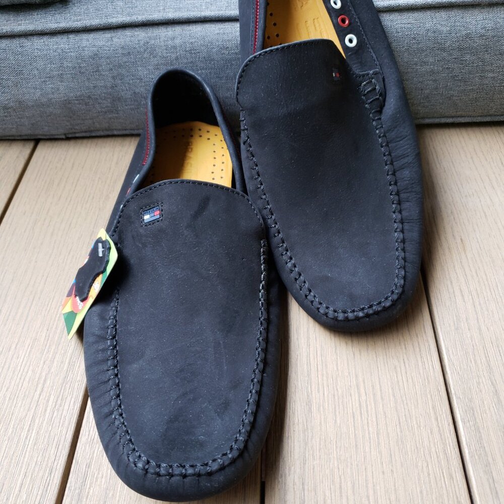 BNWT BRASILIA suede leather ultramarine navy blue driving loafer (~10.5-talla 2)